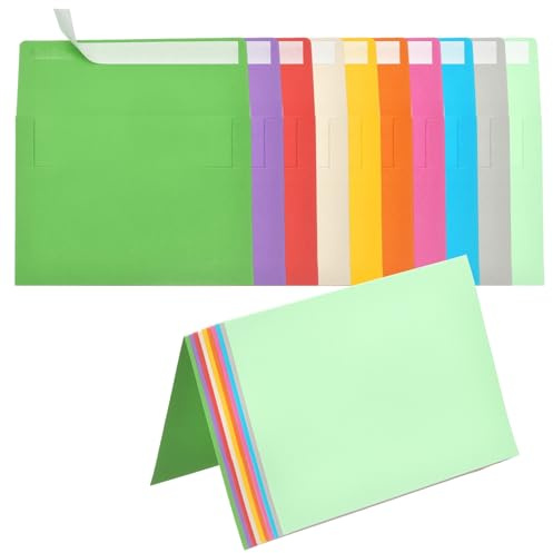 PATIKIL 50Pack 10 Assorted Colors 4x6 Envelopes with Cards, Self Seal A6 Envelopes with Folded Cardstock for Greeting Cards Wedding Greeting Birthday Invitations Letter Mailing
