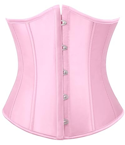 TRIWORKS Women's Underbust Corset Satin Waist Cincher Lace Up Corset | Underbust Boned Brocade Waist Training Halloween Gold, 6XL