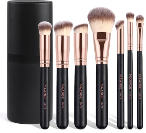 MAANGE Penselset, makeup, set med 9 delar för primer, puder, rouge, concealer, kontur, professionell för ögon- och ansiktskosmetik