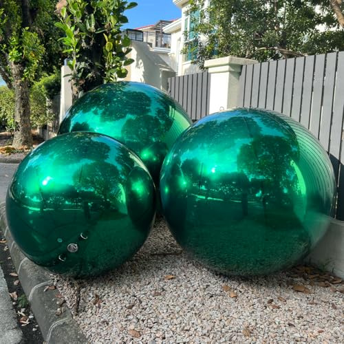 Bola de espejo inflable grande y brillante, hermética, para colgar y de pie, esfera sellada de PVC, para eventos y fiestas de escenario, publicidad, decoración de espectáculos (1 pieza verde navideño