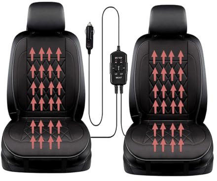 Universal Comfort- 𝐡𝐞𝐚𝐭𝐞𝐝 𝐜𝐚𝐫 𝐬𝐞𝐚𝐭 𝐜𝐨𝐯𝐞𝐫 Ergonomic Adjustable Suitable for All Types of Vehicles,D-Black2seats