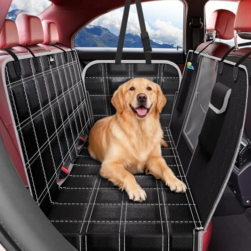UPAWPIA Dog Car Seat Cover 100% Waterproof Scratchproof Dog Hammock 600D for Car Back Seat Nonslip with Mesh Window Car Seat Protector for Dogs Pets Universal Fits for Most Cars Trucks SUV
