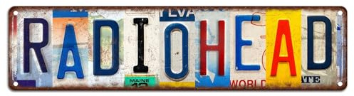 Vintage Wall Decoration Radiohead Merch，Country Band Street Sign Bar Metal tin Sign Album Poster，16x4 inches，Suitable for Music Grunge Rooms, Bedroom Retro Music Walls, Emo Room Decor, or Christmas and Birthday Gifts