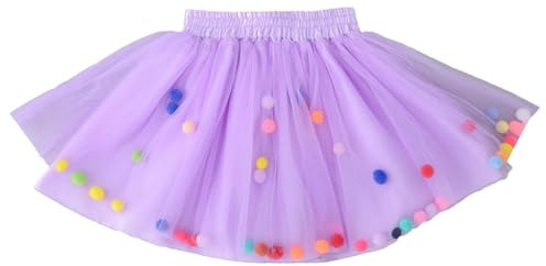 Jupes tutu pour filles avec pompons colorés - Jupon style princesse - Jupe tutu courte évasée pour danse, carnaval
