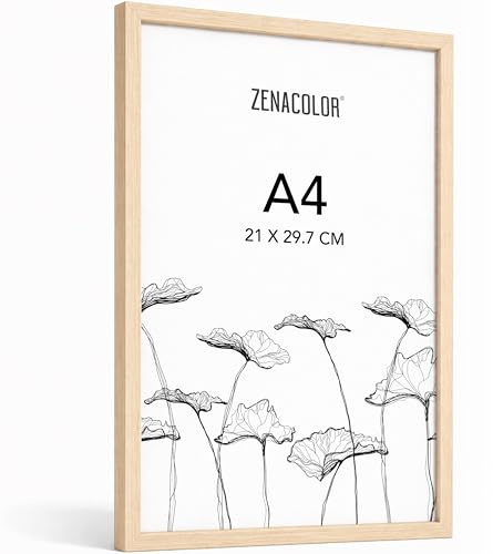 Zenacolor Marco de Fotos A4 Madera De Roble - Marcos para Cuadros con Película Protectora Antirrayas, Montaje en Pared o Para Colocar sobre Mesa