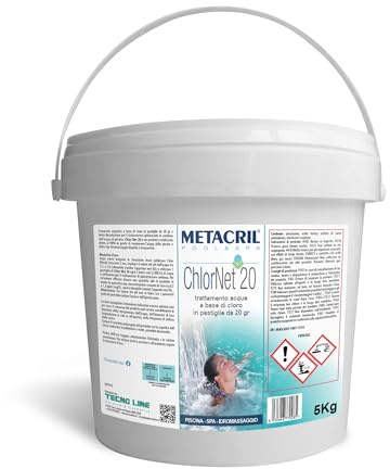 Metacril Chlor Net 20, Cloro in Pastiglie da 20 gr, per Piscina e Idromassaggio - 5 KG