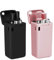 AVANA Juego de 2 pajitas de acero inoxidable reutilizables, de silicona, sin BPA, respetuosas con el medio ambiente, plegables con cepillo de limpieza y caja magnética (negro y rosa)
