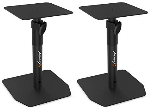 Audibax Neo STM-20 - Speaker Desk Stand - Studio Monitor Stand - Height Adjustable from 30 to 37 cm - Sturdy Steel Base - Universal Compatibility with HiFi Speakers