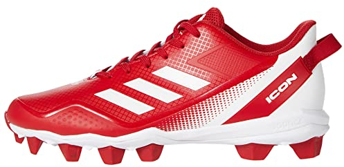 adidas Men's Icon 7 MD Baseball Shoe, Team Power Red/White/White, 13.5