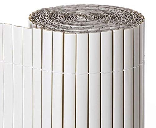 Cañizo PVC Doble Cara con Bridas | Estera de PVC | Resguardo Visual Intimidad Para Jardín, Balcón o Terraza | Resistente Color (1,5_x_3_Metros, BLANCO)
