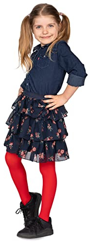 looksy Collants En Microfibre Pour Filles Doux Et Extensibles Collants Durables Pour Uniforme Scolaire Rouge (Rosso) 5-6 Ans