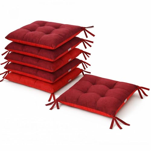 LEONARDO HOME - set 6 cuscini sedia da cucina double face, cuscino 4 punti con lacci imbottito - cuscini coprisedia da cucina - 100% Made in Italy