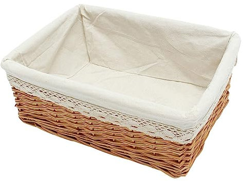 Luxshiny Cesto Foderato in Vimini Cesto Portaoggetti in Vimini Riciclato in Fatto A Mano Cestino per Il Pane Fatto A Mano per Panetteria Domestica (11. 9X8. 3In)