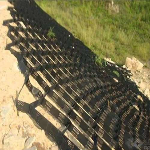 HOBIBA Honeycomb Geogrid, Black Heavy Peat Gravel Stabilized Geogrid, Park Garden Shed Roof, Lane Slope Geogrid Stabilisation (Size:2m x 6m (6.5ft x 19.5ft))