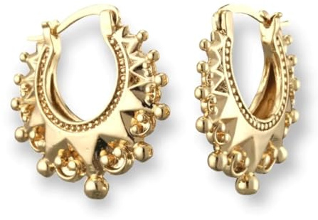 9ct Yellow Gold Filled Victorian Hoop Creole Hoop Gypsy Earrings Set - Large 3.5cm