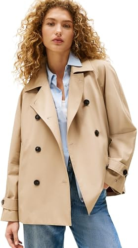 Tommy Hilfiger Donna Trench Cotton Short Corto, Beige (Beige), 52