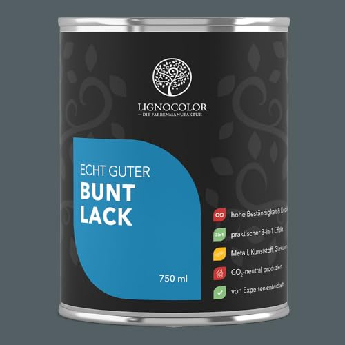 Lignocolor Buntlack glänzend (750 ml, Brooklyn) | hochbeständiger Lack für Holz, Metall, Kunststoff & Kinderspielzeug