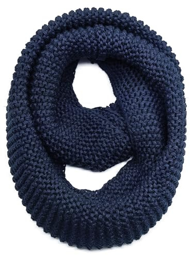 AUSUAYA Bufanda infinita para mujer, bufanda gruesa y de punto con bucle de lana para el cuello, calentador de cuello para invierno GB-W-S-J1, azul marino, Taille unique
