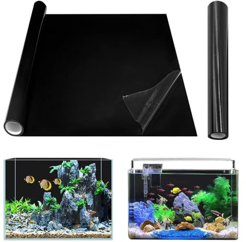 Gohytal Aquarium Poster, 200x40cm PVC Statisch Haftender Aquarium Hintergrund Schwarzer Generisch Aquarium Rückwandfolie Selbstklebende Folie Vinyl Hintergrund für Aquarium Rückwand Terrarium Rückwand