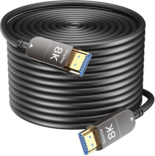 Siwket Câble Fibre Optique HDMI 8K 10m, Câble de Fibre Optique Ultra - Rapide HDMI 2.1 48gbps, Prise en Charge 8K@60Hz Et 4K@120Hz HD R Compatible avec Fire Roku Apple HDTV, Moniteur, Projecteur