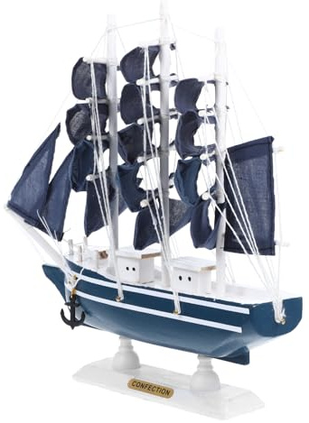 DECHOUS Modelo de Barco de Vela Vintage de Madera Adorno Decorativo Náutico para Hogar Oficina y Bar Estatua Decorativa Segura con Tela No Tejida y Madera