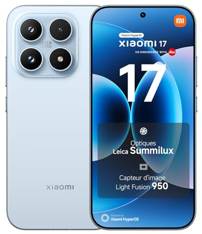 XIAOMI 17 Smartphone, 12GB RAM + 512GB Speicher, Leica Summilux Optik, Light Fusion 950 Bildsensor, 6330mAh Akku, HyperAI Handy mit Android, Ice Blau, 3 Jahre Garantie