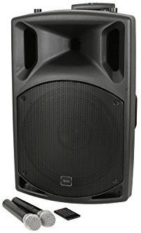 qtx | QX15PA Plus Complete Portable PA System | 2 x UHF Wireless Microphones & Media player USB/SD/FM/Bluetooth Connectivity