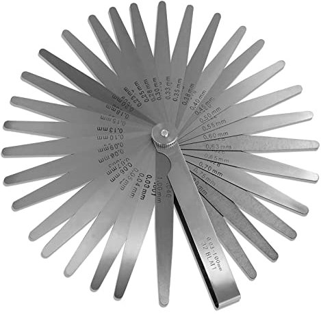 Spurtar 32 Lames Jauge d'Épaisseur 0,03-1,00mm/0,001-0,04 en Acier- Double marquage Métrique et Impérial Outil de Mesure pour mesurer la Largeur ou l'épaisseur de l'écart