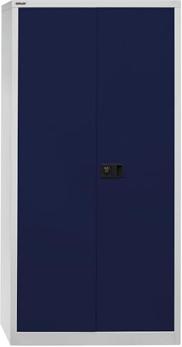 UNIVERSAL Flügeltürenschrank, HxBxT 1806 x 914 x 400 mm, 3 Fachböden, 4 Ordnerhöhen, lichtgrau/oxfordblau.
