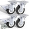 DSL Castor Wheels, Heavy Duty Castors 50mm, Caster Wheel Set of 4 Trolley Furniture Wheels - Double Bearing 2 Castor with 2 Braked Rubber up to 240KG + Free Fitting