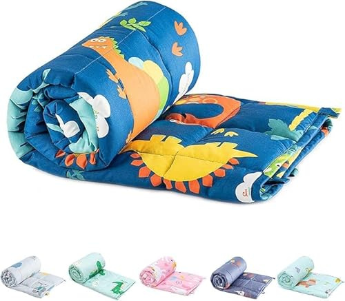 Sivio Cotton Weighted Blanket for Sleeping, 36x48 5 lbs, Blue Dinosaur