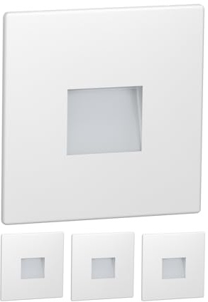 ledscom.de 4x LED-trappbelysning/vägginfälld belysning FOW för inomhus- och utomhusbruk, downlight, fyrkantig, 85 x 85 mm, varmvitt