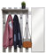 Meerveil Wandgarderobe mit Spiegel, Holz Garderobe mit 5 Haken Ablage Industriestil für Flur Eingangsbereich, 100 x 22 x 106 cm, Grau