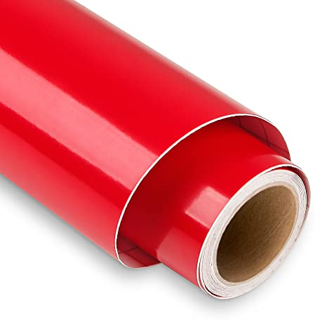 Red Permanent Vinyl for Cricut - 12 x 5FT Red Cricut Vinyl Roll, Outdoor Self Adhesive Vinyl Roll for Decor Sticker, Party Decoration
