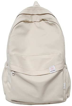Estetisk ryggsäck för flickor, enfärgad estetisk skolväska stor kapacitet Kawaii ryggsäck estetisk ryggsäck för skolstudent laptop ryggsäck ryggsäck, A02-Beige