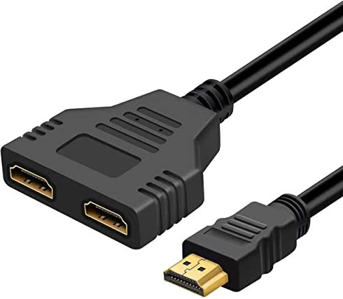 HDMI Double Adapter HDMI Splitter Adapter, HDMI Splitter Cable 1080p HDMI Male to Dual HDMI Female 1 to 2 Way for Dual Monitors