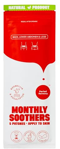 Period Harmony Pain Relief Patches (5 Per Pack) - Developed with Doctors, Natural Patches for Back, Joint, Muscle & Period Pain, Anti Inflammatory Boswellia, PCOS, Fibroids & Endometriosis Pain Relief