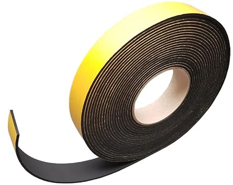 2mm Thickness x 10mm Width x 5m Length Black Neoprene Self Adhesive Backed Foam Sponge Strip Roll Sheet Tape Sticky Seal EPDM