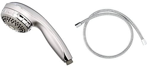 Aqualisa Varispray Adjustable Shower Head - Chrome & 235019 Shower Hose - 1.25m - Stainless Steel - Chrome