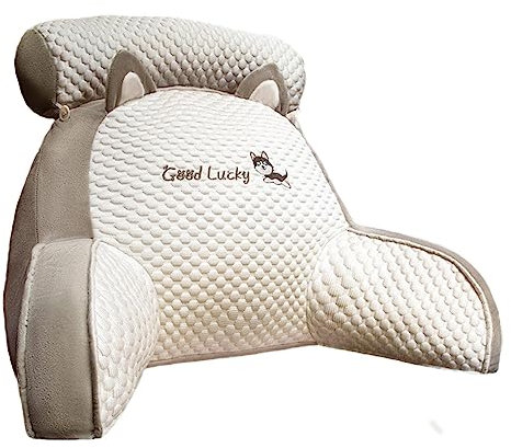 SKUDA Lesekissen, Rückenkissen mit armlehnen, Bücherkissen mit Abnehmbarer Nackenrolle & waschbarem Bezug Rückenstütze Kopfkissen, Lesen oder Spielen auf dem Bett/Sofa/Boden