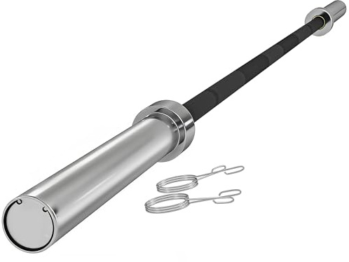 SPORTNOW 7ft Olympic Barbell Bar with Spring Clips for 2 Weight Plates, 19kg Home Gym Weight Lifting Bar, Up to 200kg