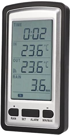 Topyond Rain Gauges Outdoor, Wireless Digital Weather Station, Freeze Proof Rainfall Meter with Temperature Recorder, Indoor Outdoor Thermometer for Garden Home Use, Accurate Wireless Rain Gauge