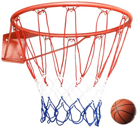 LIFEZEAL Cerchio da Basket da 45 cm di diametro, Canestro da Basket con Rete in Nylon, Attrezzatura Sportiva per Interni ed Esterni