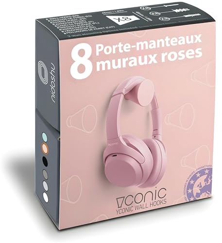 nidoshu Appendiabiti da Parete Singoli rosa - Attaccapanni da Muro per Ingresso Moderno Bagno o Cucine - Appendini Originali - Ganci Appendi Abiti con viti a scomparsa (Set da 8 appendini, rosa)