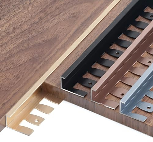 Raouoae Protezione Per Bordi Di Piastrelle In Alluminio Anodizzato Pieghevole Da 135cm, Confezione Da 2, Profilo Flessibile Per Angoli E Bordi Di Piastrelle In Ceramica, Porcellana E Pietra(Gold,C-TYP