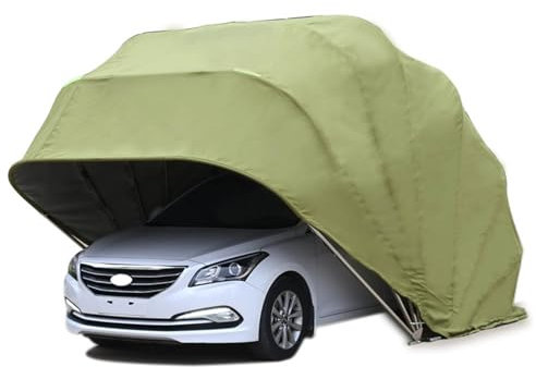 Copertura per bici Posto auto coperto pieghevole for carichi pesanti, tettoia for posto auto coperto impermeabile for esterni con struttura in metallo, tenda da garage semiautomatica for auto, SUV, bi