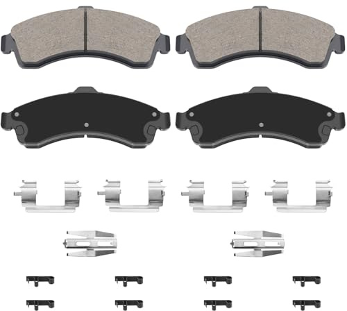 Front Brake Pads Compatible with 2002-2005 Chevy Trailblazer GMC Envoy 2003 2004 Ceramic Brake Pads w/Hardware Replacement(HZ882)