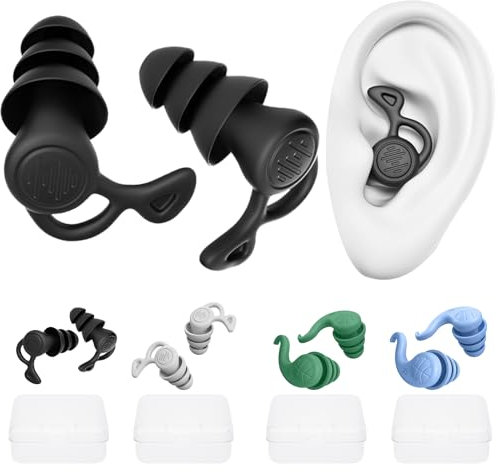 Waziwe Ohrstöpsel Schwimmen Erwachsene, 4 Paar Wasserdichte Wiederverwendbare Silikon Ohrstöpsel zum Schwimmen, Surfen, Tauchen und Können auch Lärm reduzieren und beim Schlafen helfen(Stil 2)