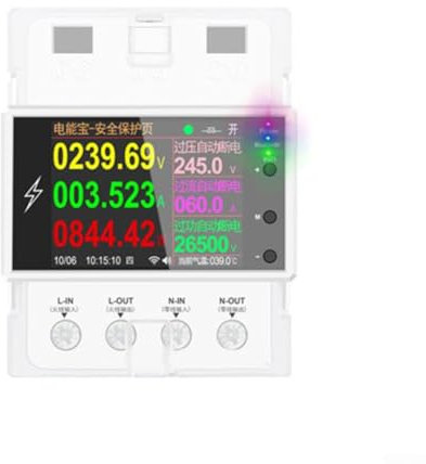 HpLive Pour Tuya AT4PW100A Compteur électrique intelligent Wi-Fi rail DIN Télécommande Mesure de la consommation d'énergie (AT4PB)