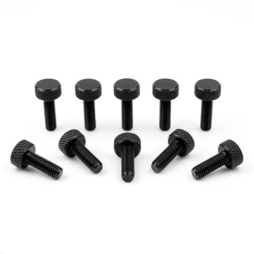 Precisiongeek – M3 x 15 mm aluminium svart, räfflad huvud, 10 mm diameter räfflade skruvar – set med 10 stycken